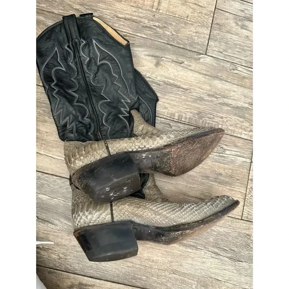 Panhandle Slim by Sanders Patchwork Leather Cowboy Boot size 8